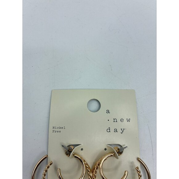 A New Day Gold Tone Hoop Earrings Nickel Free - Picture 2 of 5